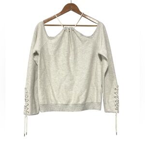 🆕 INTERMIX Cold Shoulder Tie Neck Long Sleeve Sweater